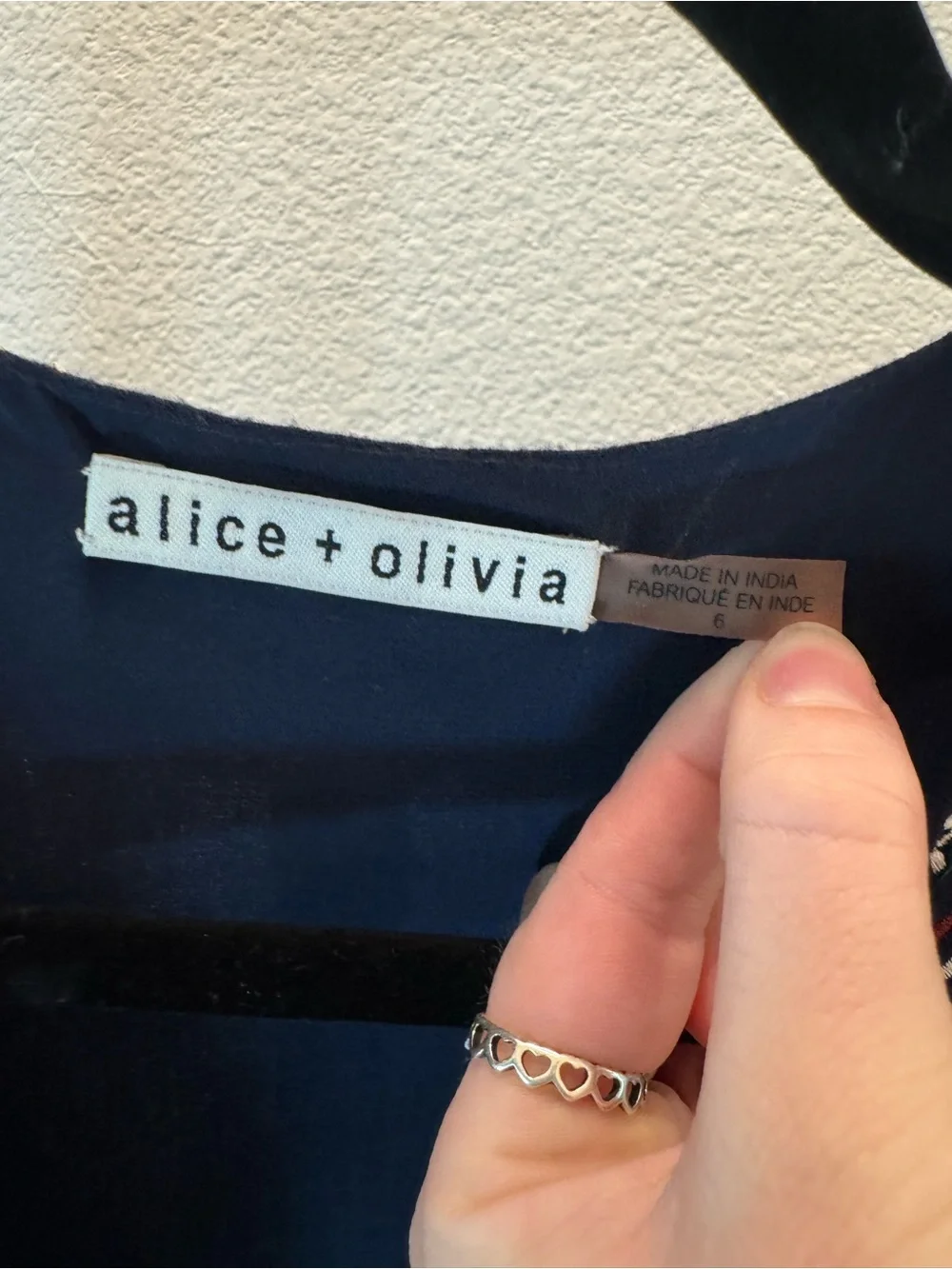 Alice + Olivia Navy Embroidered Boho Mini Dress Size 6 | Long Sleeve Festival